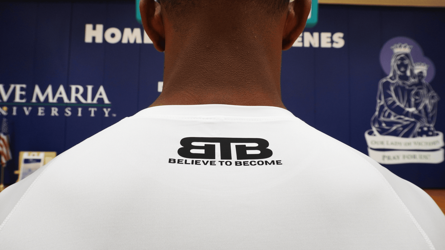 "I BELIEVE" Short Sleeve Compression Shirt White